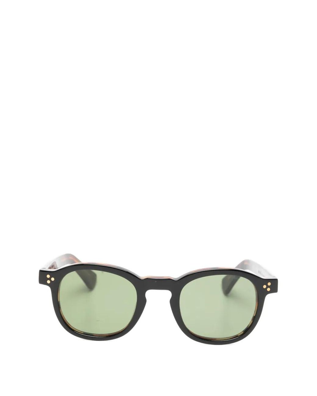 Lesca Green Iota Round Sunglasses