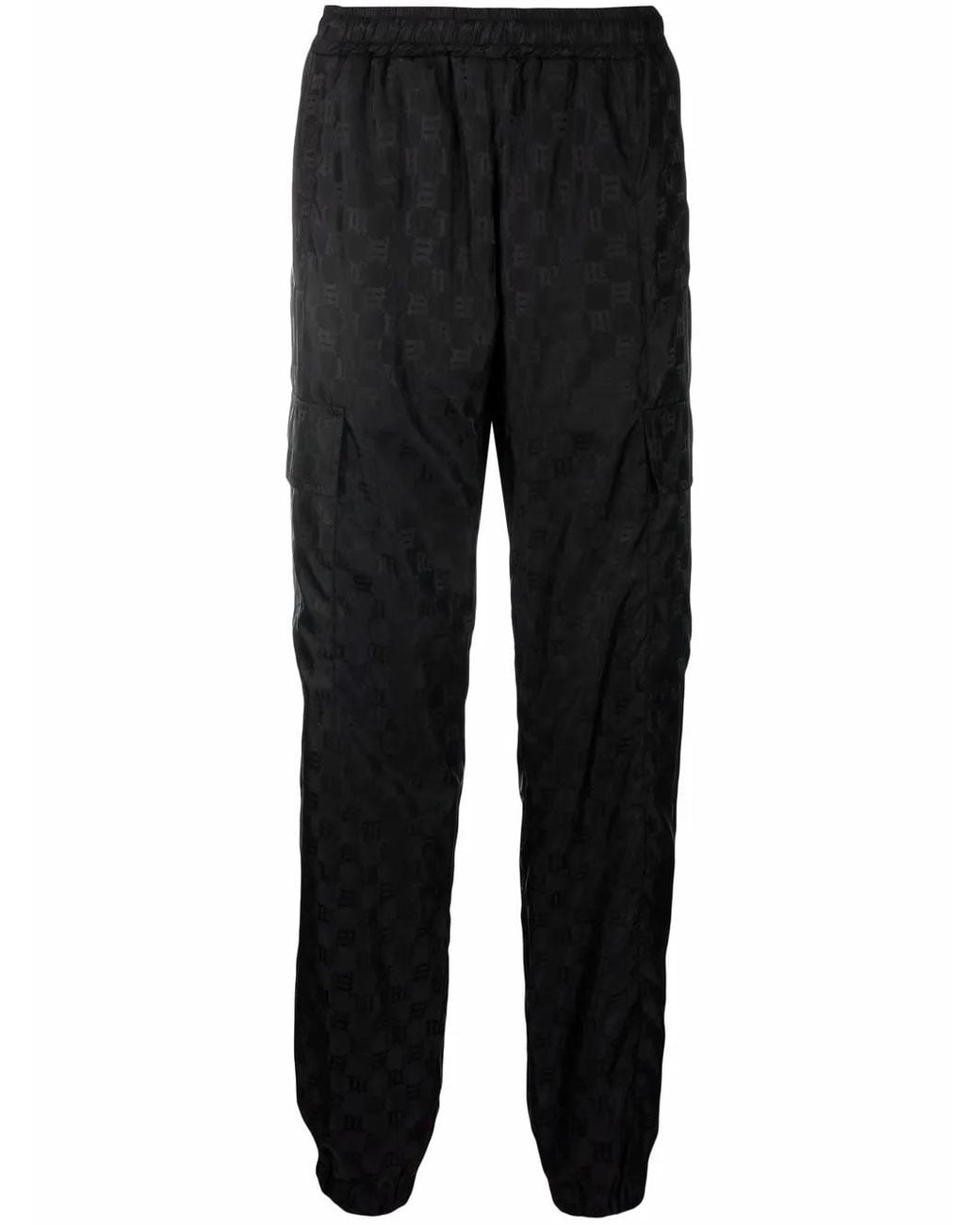 M I S B H V Black Monogram-Print Trousers for men