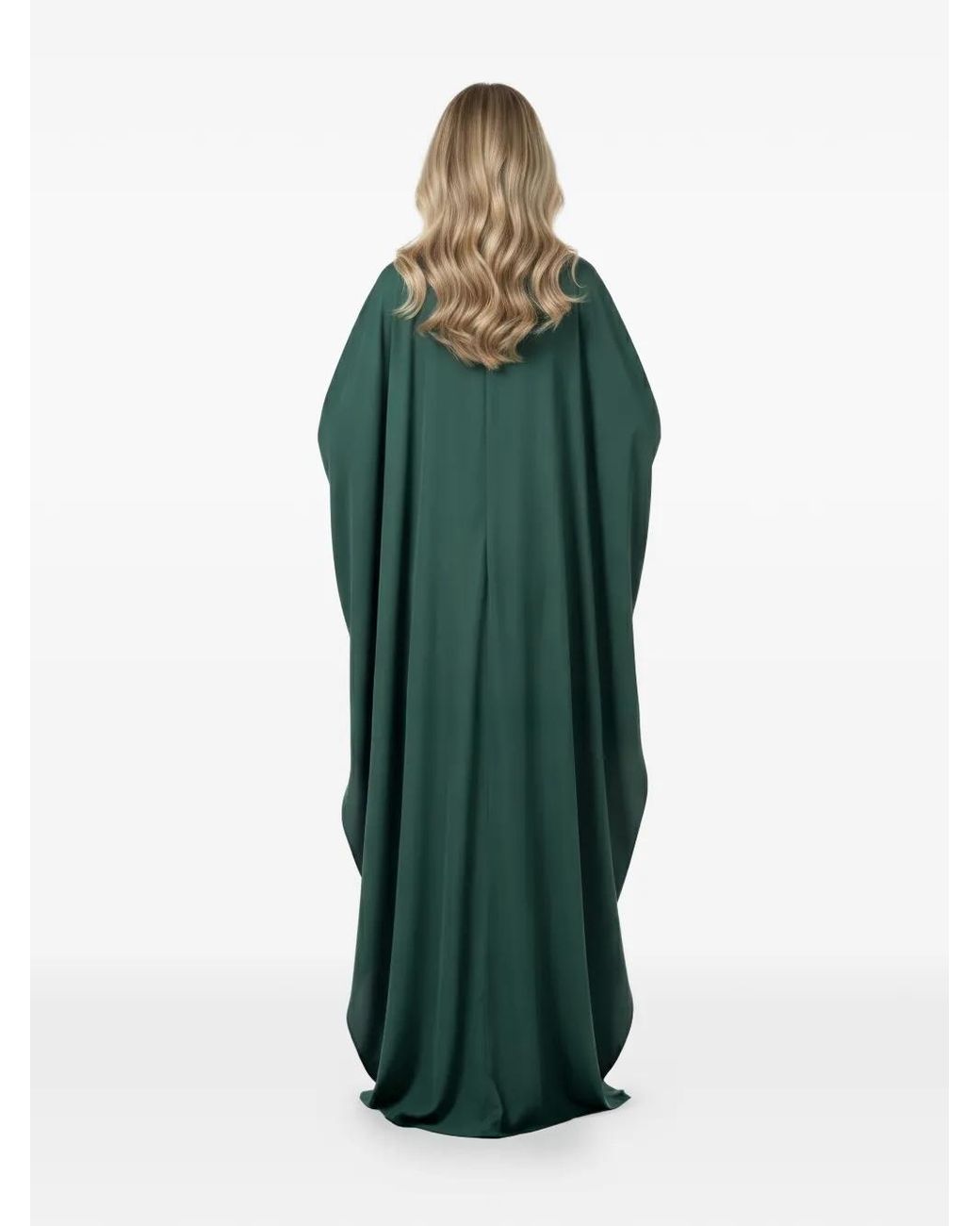 Saiid Kobeisy Green Embroidered-Details Long-Sleeve Dress