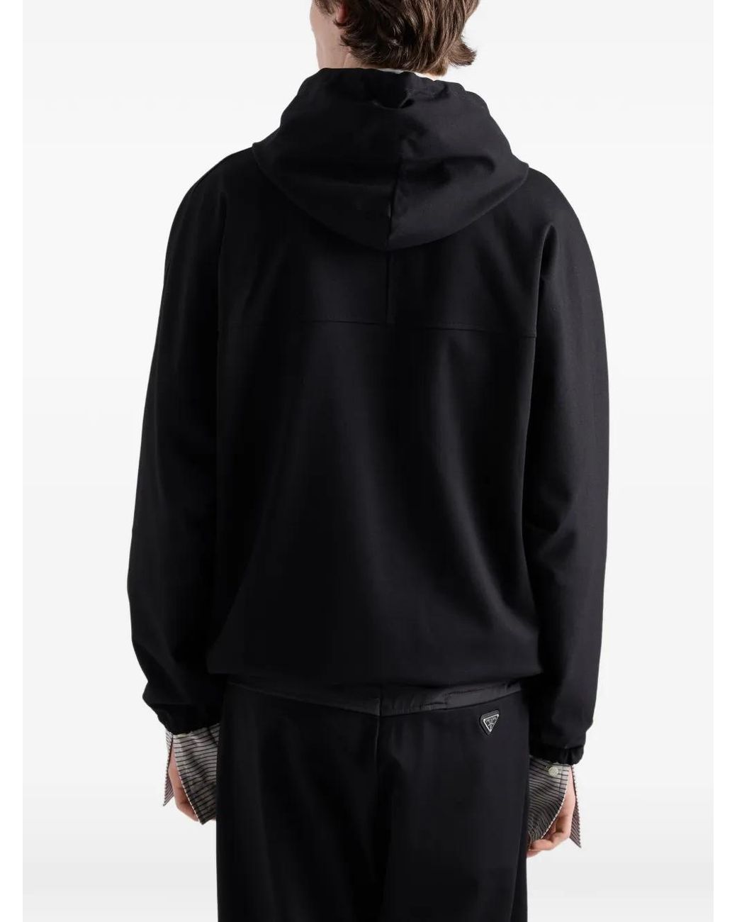 Prada Black Technical Fleece Hoodie Jacket for men
