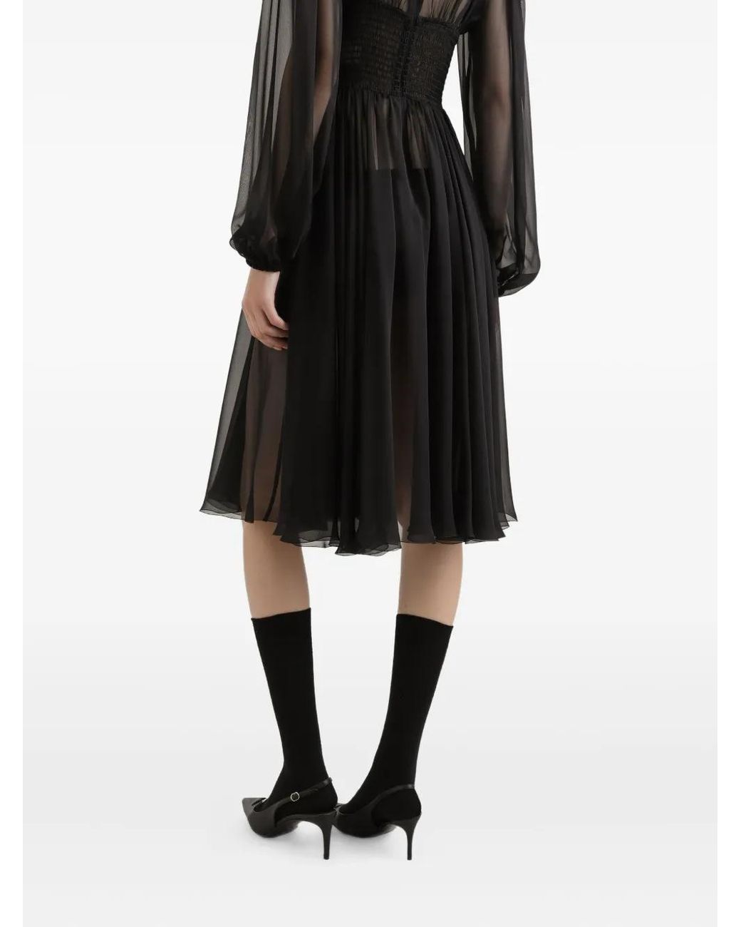 Dolce & Gabbana Black V-Neck Midi Dress