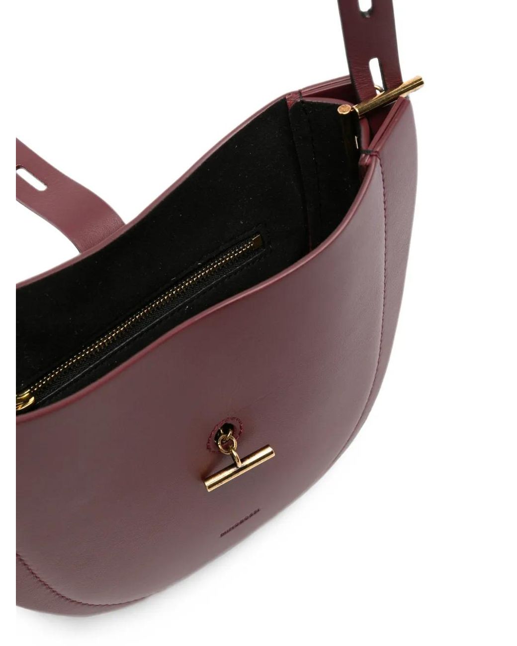 MINOBOSSI White Lilly Curved Leather Shoulder Bag