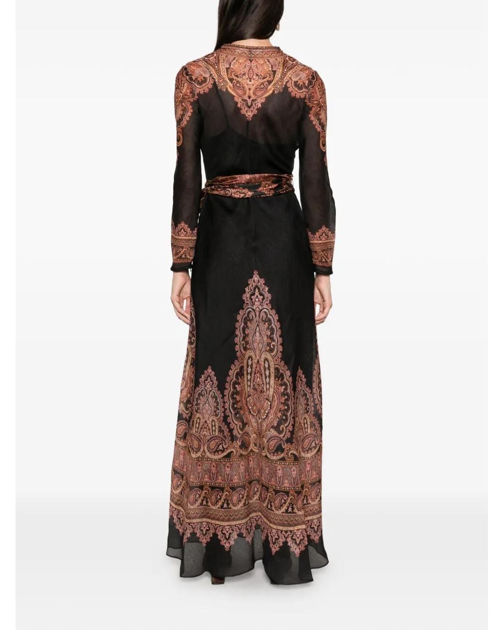 Zimmermann Black Paisley-Print Belted Maxi Dress