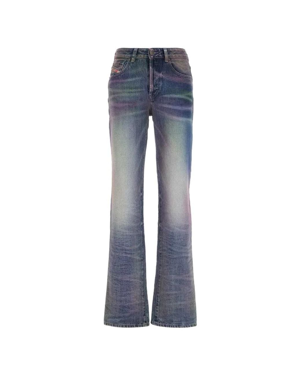 DIESEL Blue Faded-Effect Straight-Leg Jeans