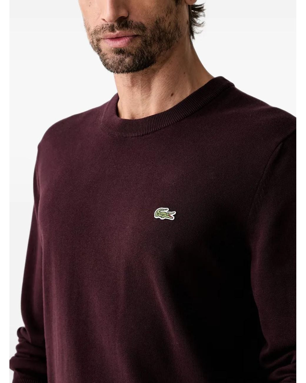 Lacoste Black Logo-Patch Crew-Neck Sweater for men