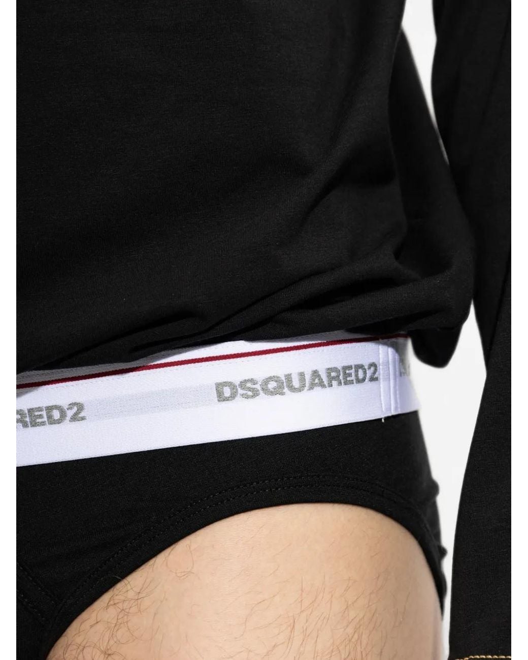 DSquared² Black Logo-Waistband Long-Sleeve T-Shirt for men