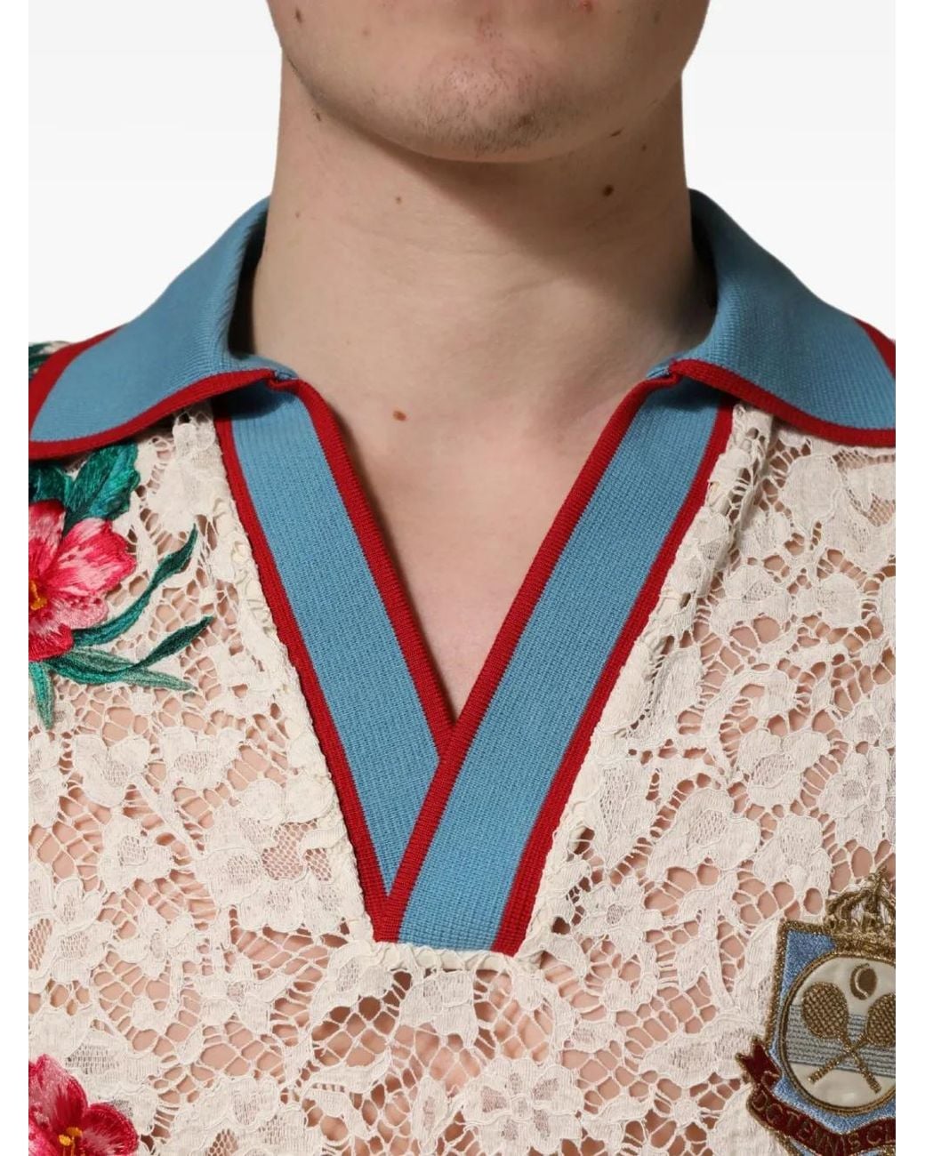 Dolce & Gabbana Natural Floral-Lace T-Shirt for men