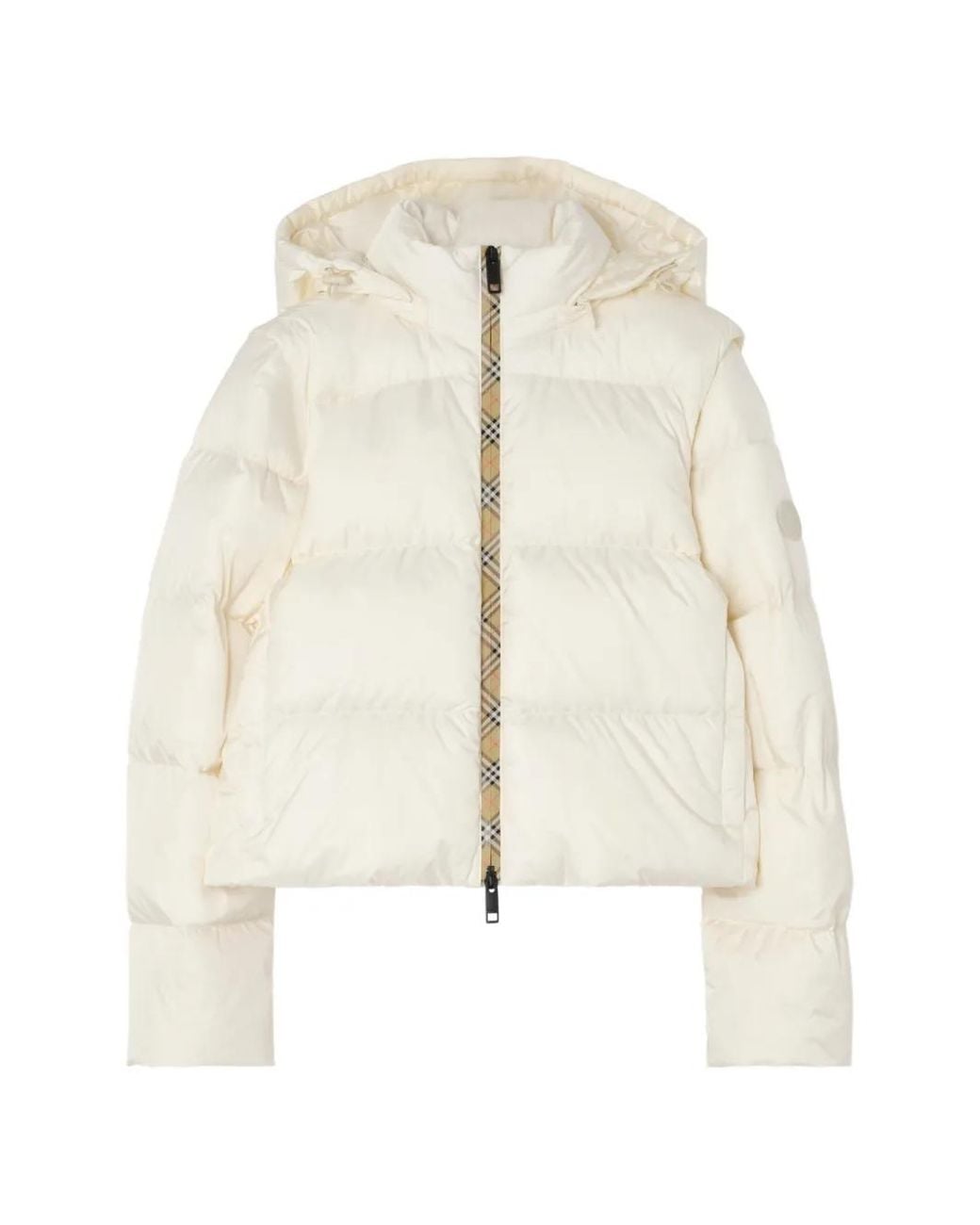 Burberry White Doudoune Langdale En Nylon À Manches Détachables