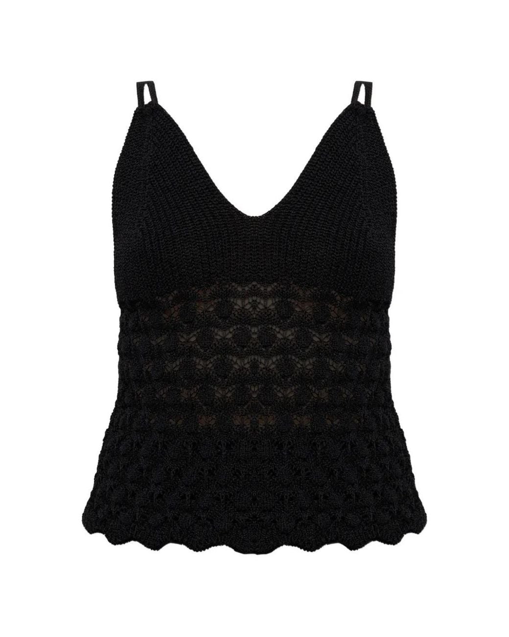 Akep Black Knitted V-Neck Top