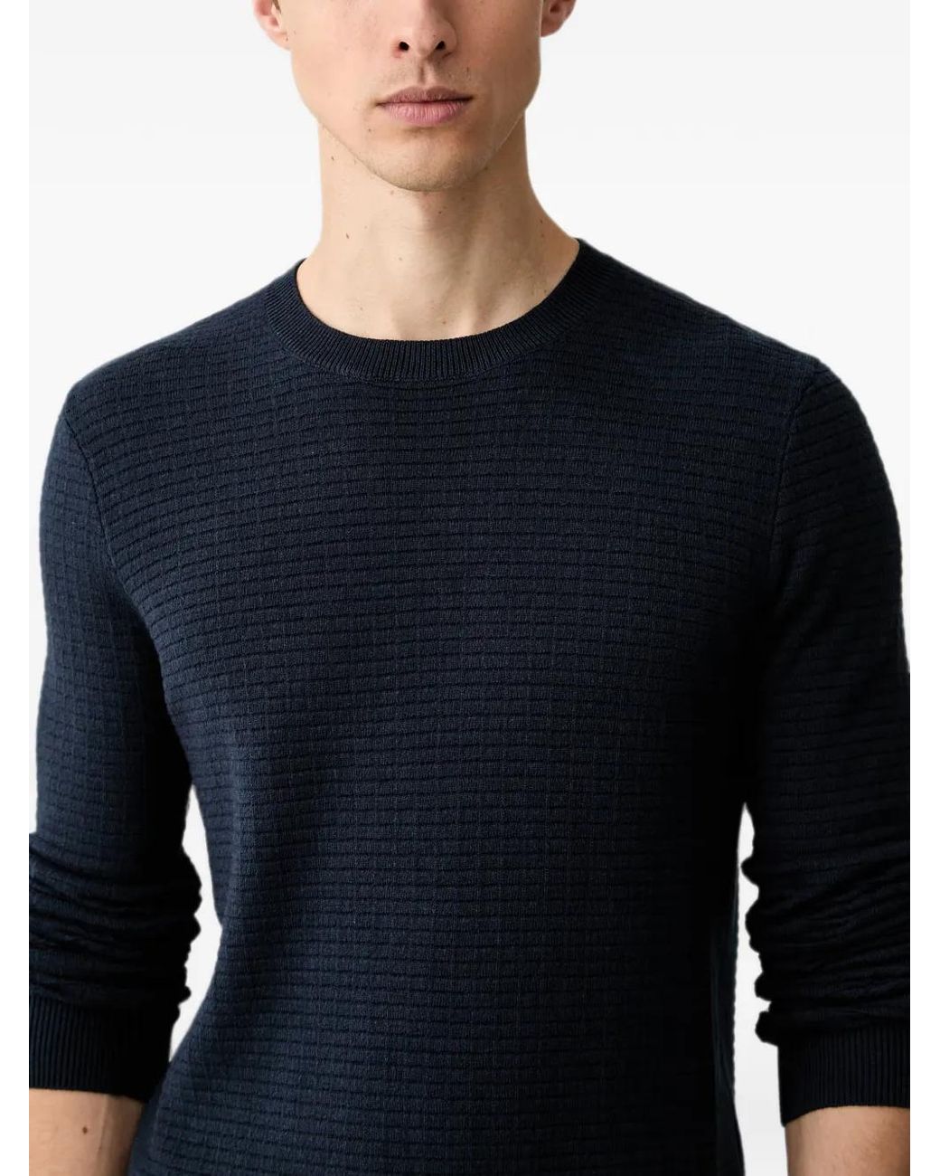 Trussardi Blue Waffle-Knit Crew-Neck Sweater for men