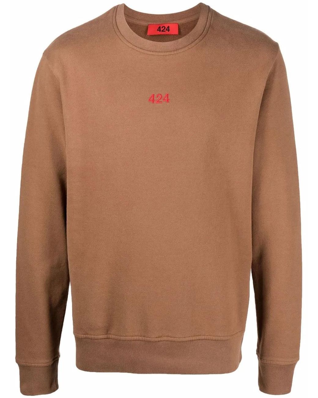 424 Brown Logo-Print Crew Neck Sweatshirt for men