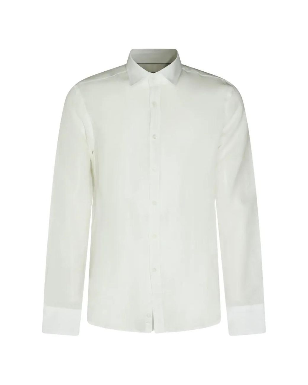Canali White Chemise En Lin À Col Italien for men