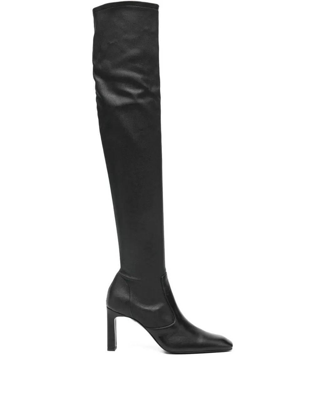 Totême Black Square Toe Leather Boots