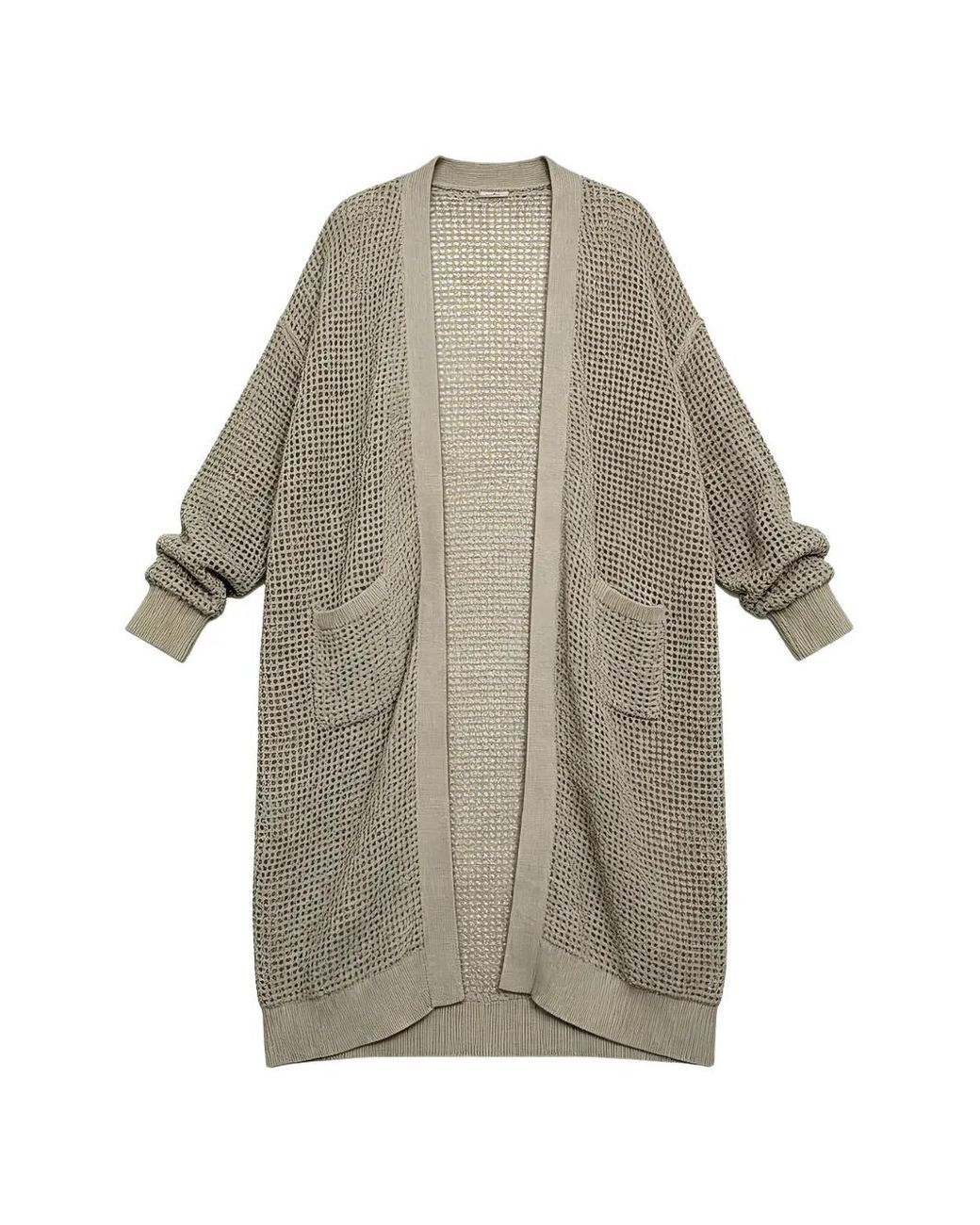 Brunello Cucinelli Gray Open-Knit Longline Cardigan