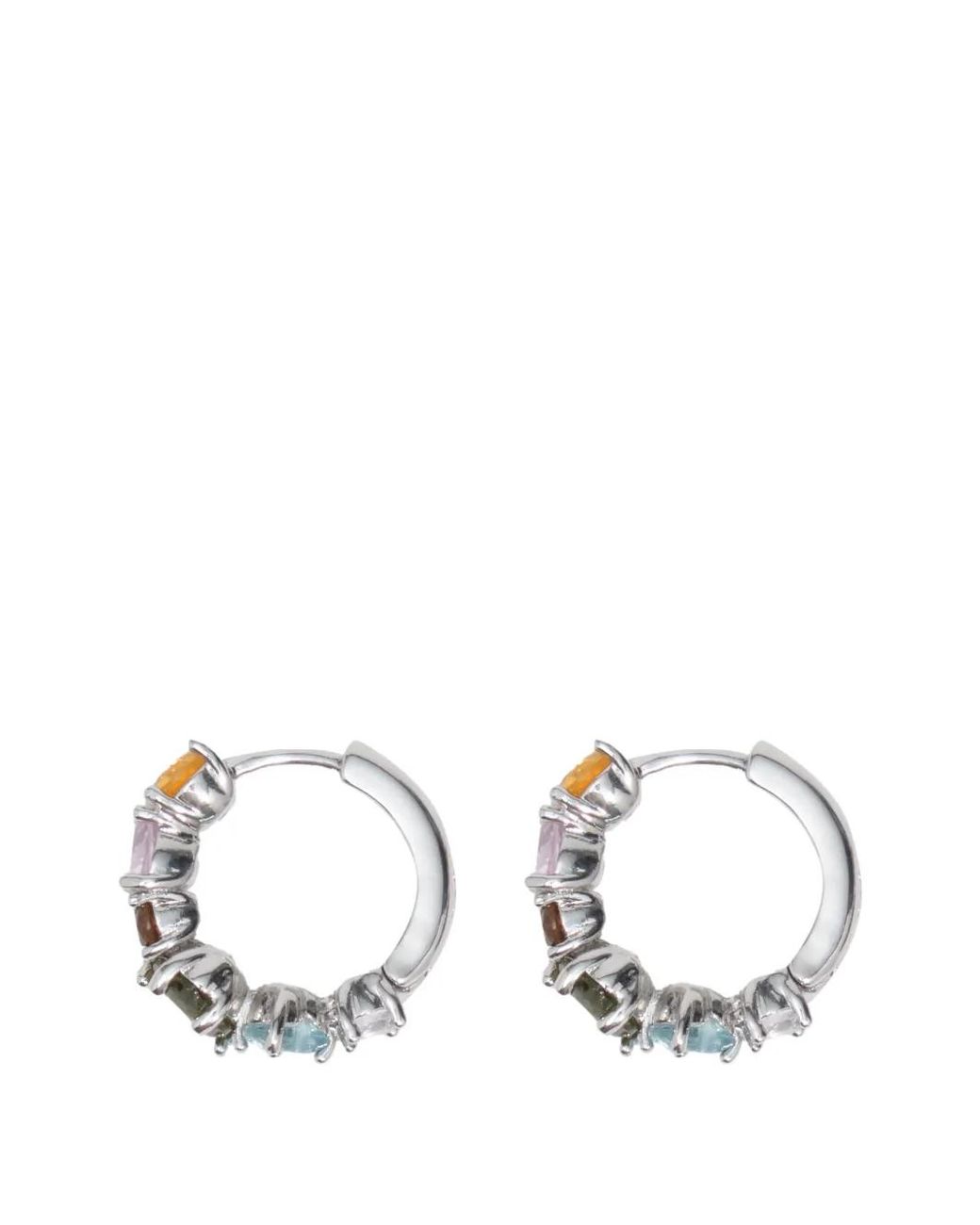 Bimba Y Lola Metallic Medium Crystals Heart Hoop Earrings