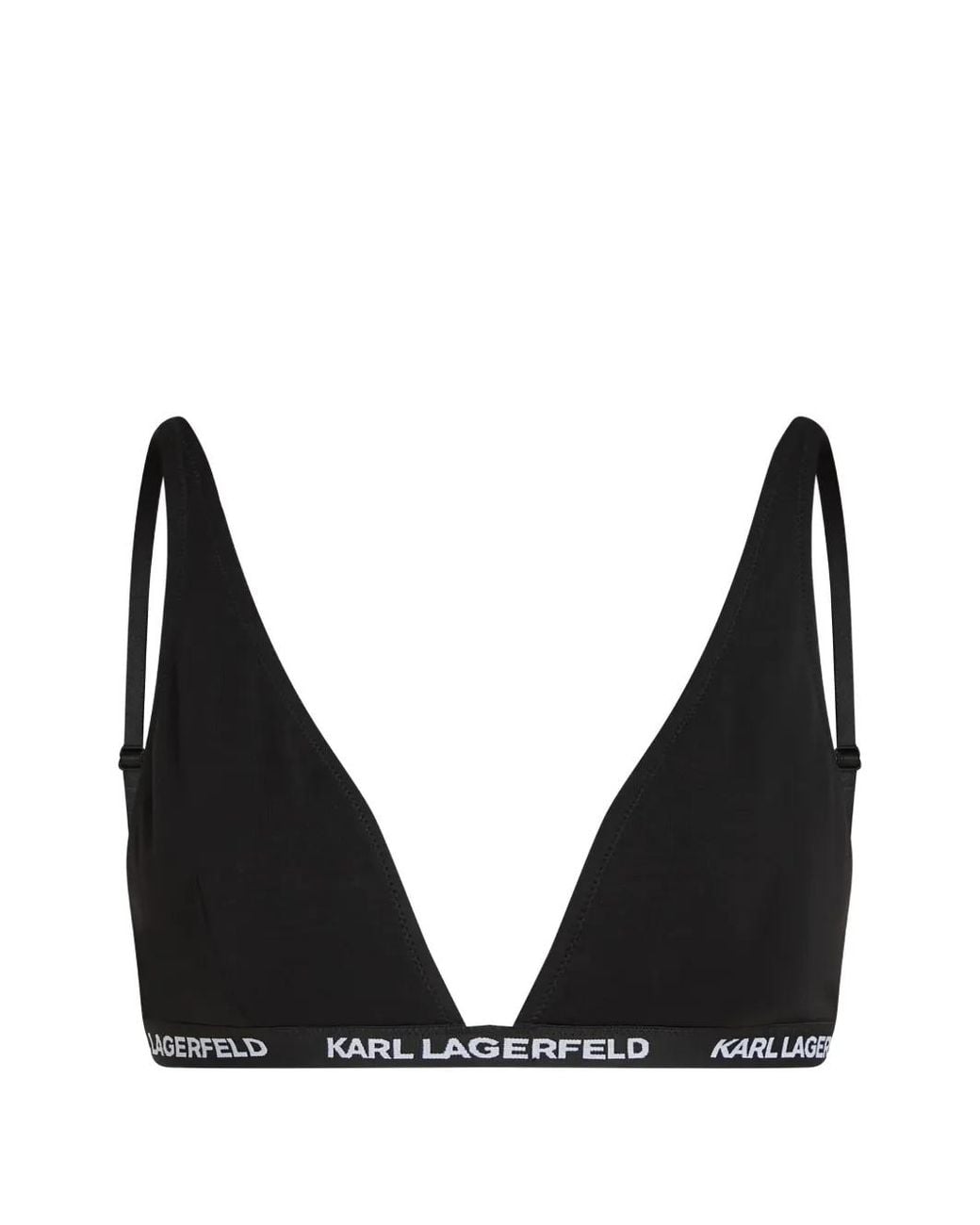 Karl Lagerfeld Black Logo Triangle Bra