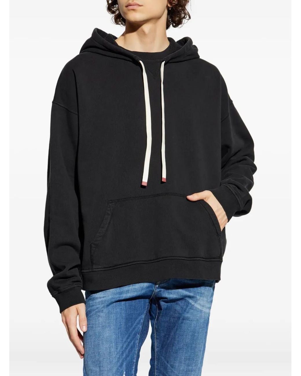 DSquared² Black Kangaroo-Pocket Drawstring Hoodie for men
