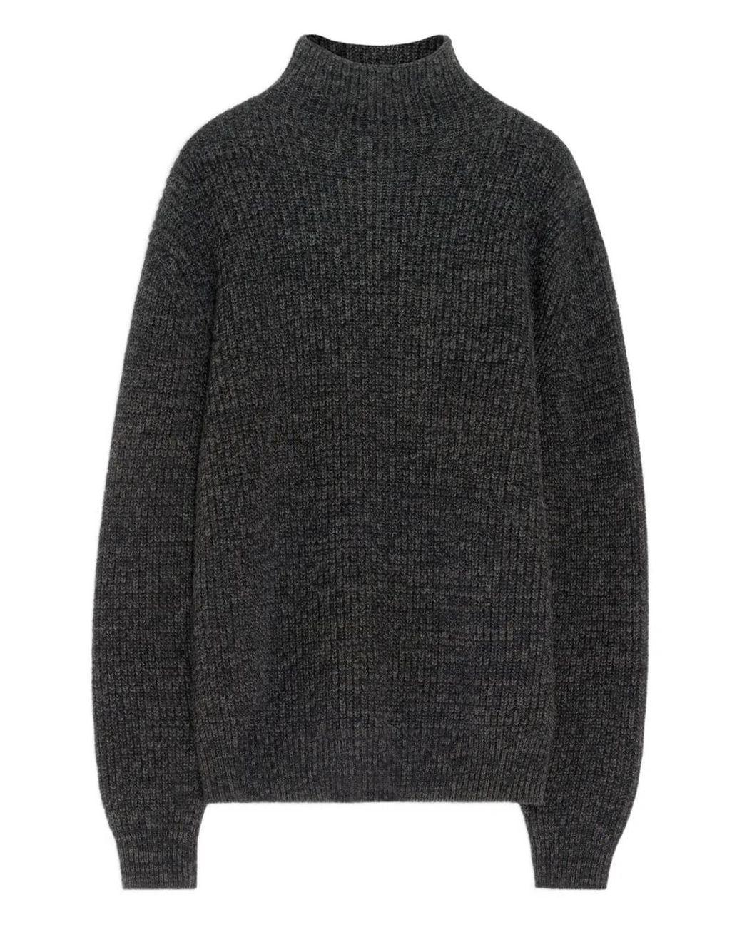 Lemaire Black High-Neck Ribbed Sweater