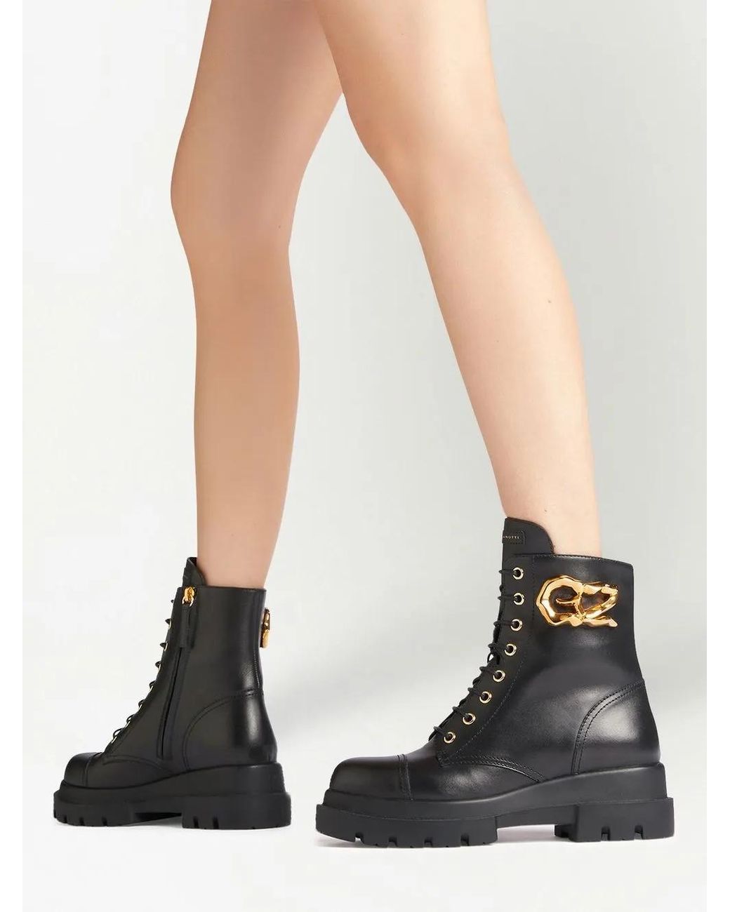 Giuseppe Zanotti Black Tankie Boot Lace-Up Boots