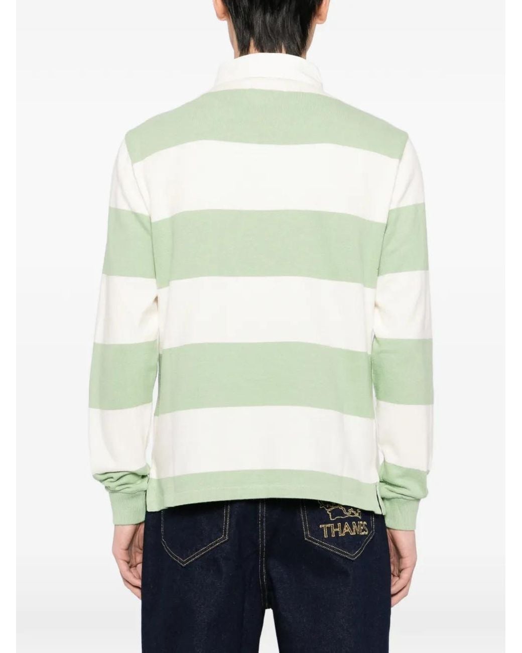 Thames MMXX Green Striped Polo-Shirt for men