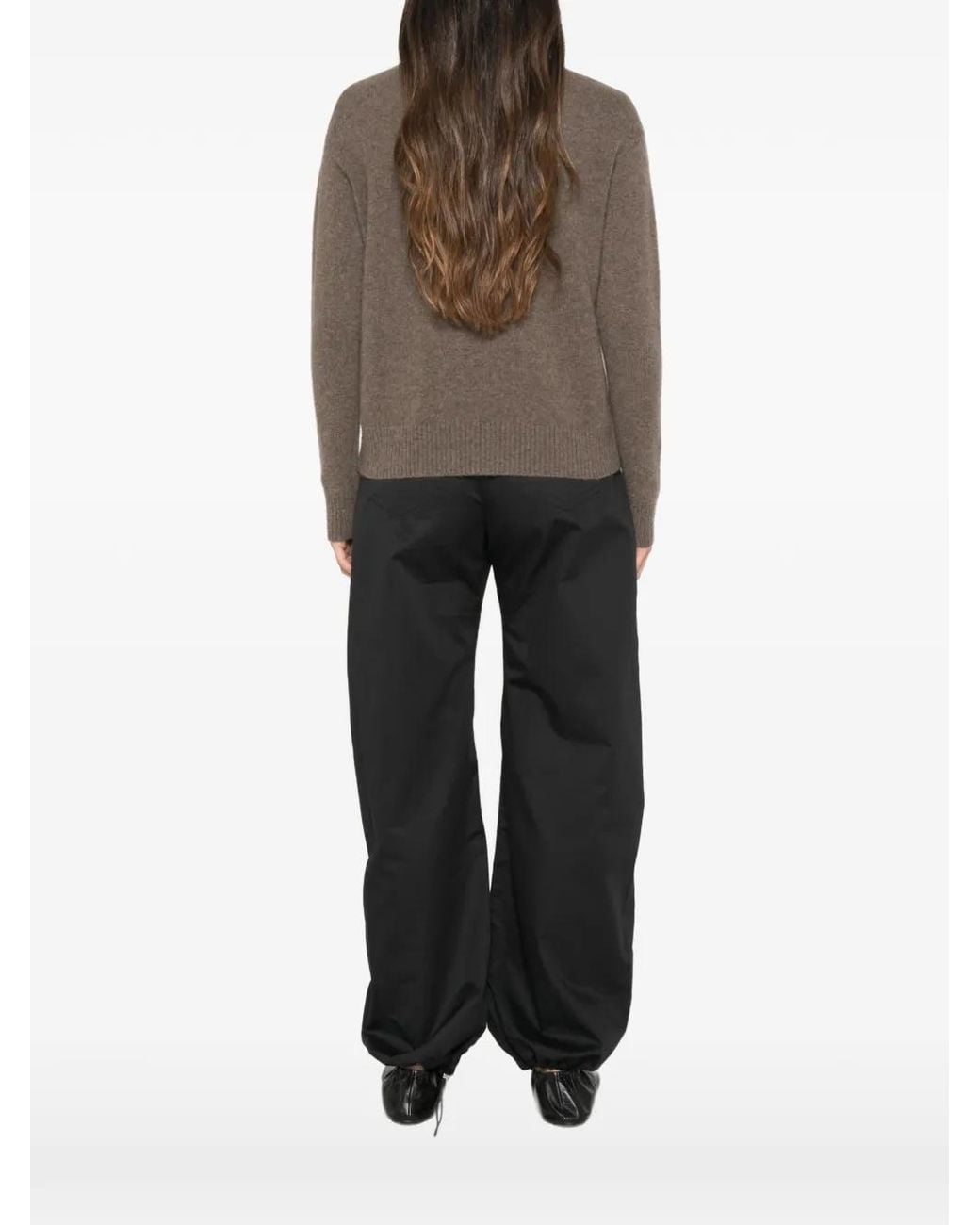 Max Mara Brown Nocino Mock-Neck Ribbed-Trim Sweater