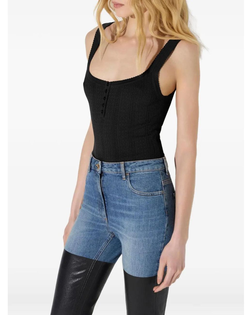 Elisabetta Franchi Black Knit Openwork Top