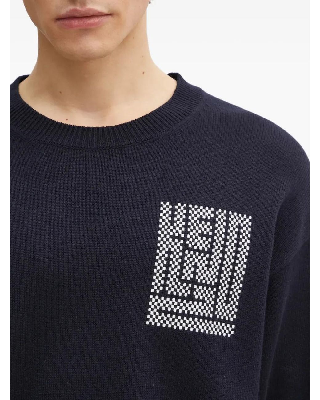 KENZO Blue Kamon Intarsia-Logo Sweater for men