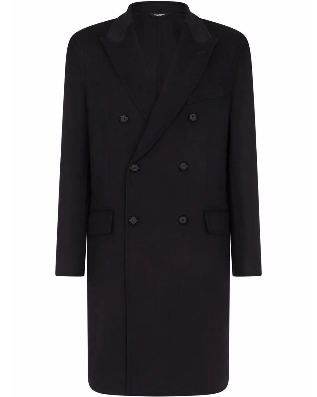 Dolce & Gabbana Black Double-Breasted Cashmere Coat for men