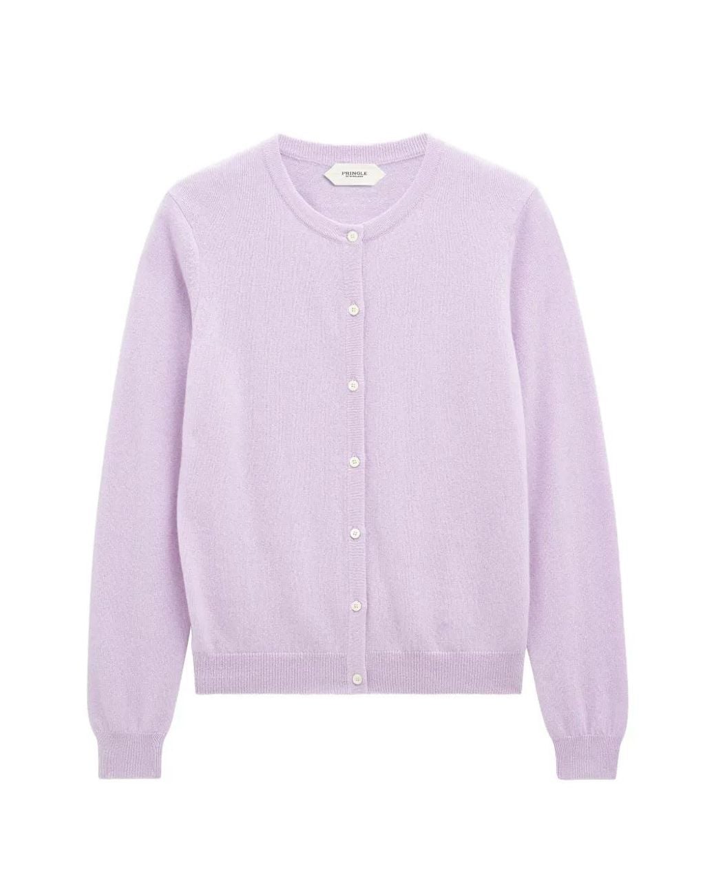 Pringle of Scotland Purple Crew-Neck Cashmere Cardigan
