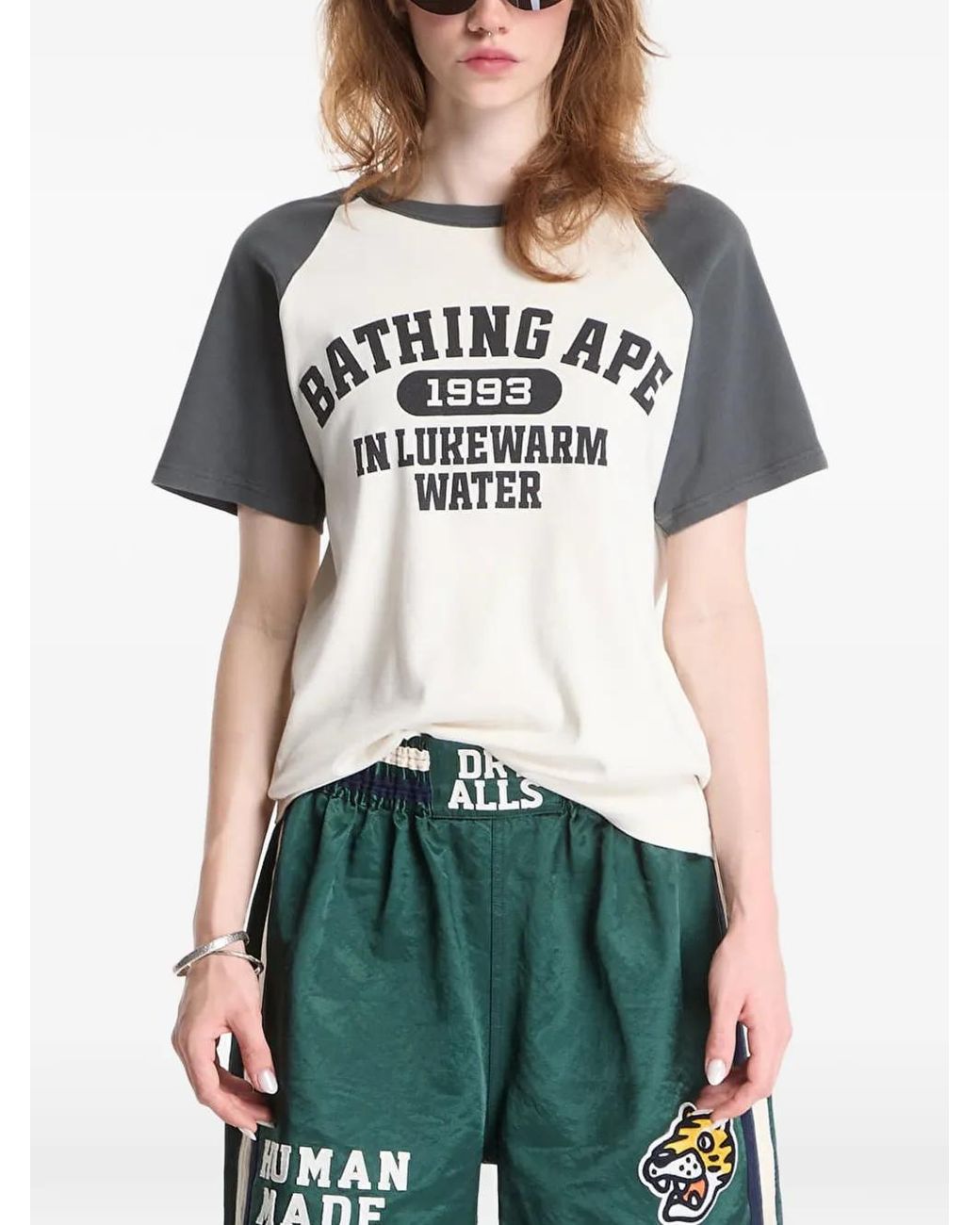 A Bathing Ape White Raglan-Sleeve T-Shirt