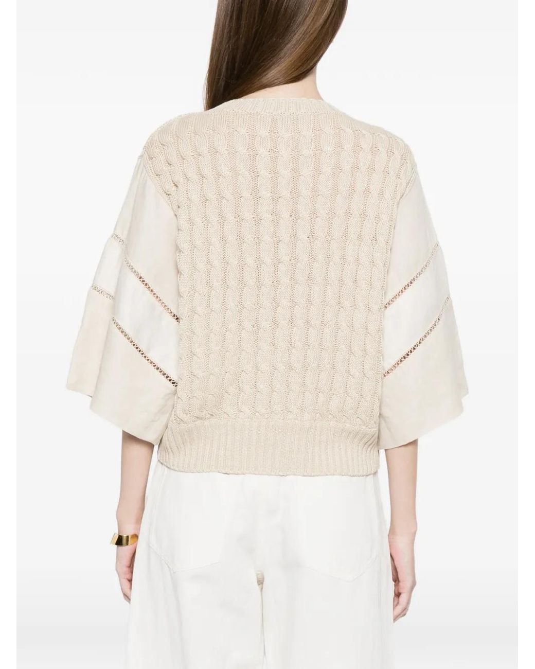 Max Mara White Pullover mit Zopfmuster