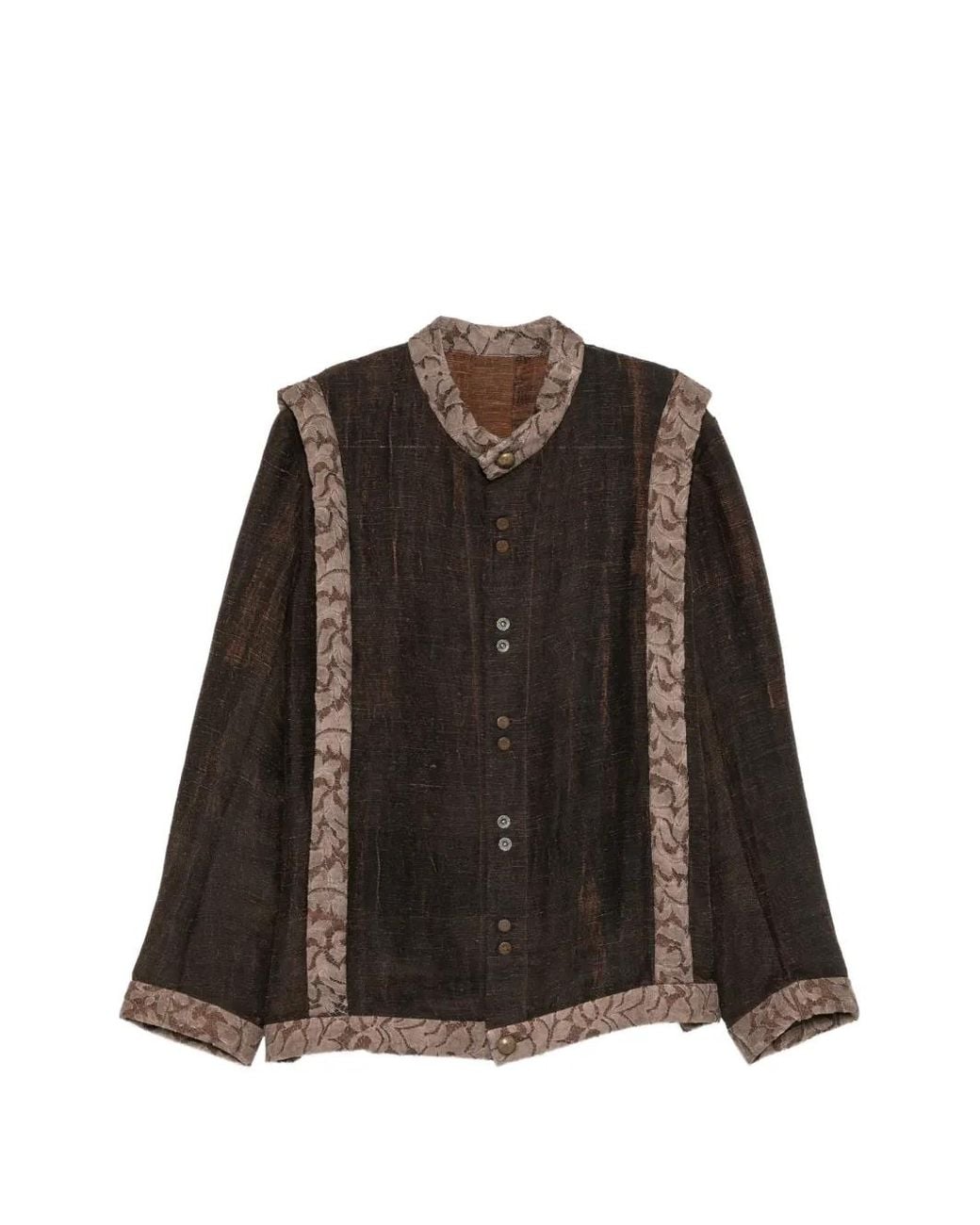 Commun's Brown Panelled Jacquard-Trim Jacket for men