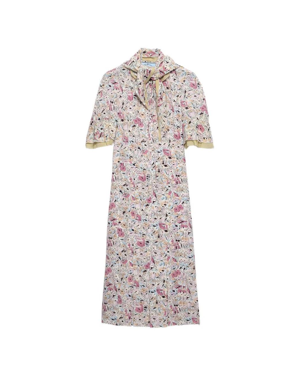 Robe À Fleurs Prada en coloris White