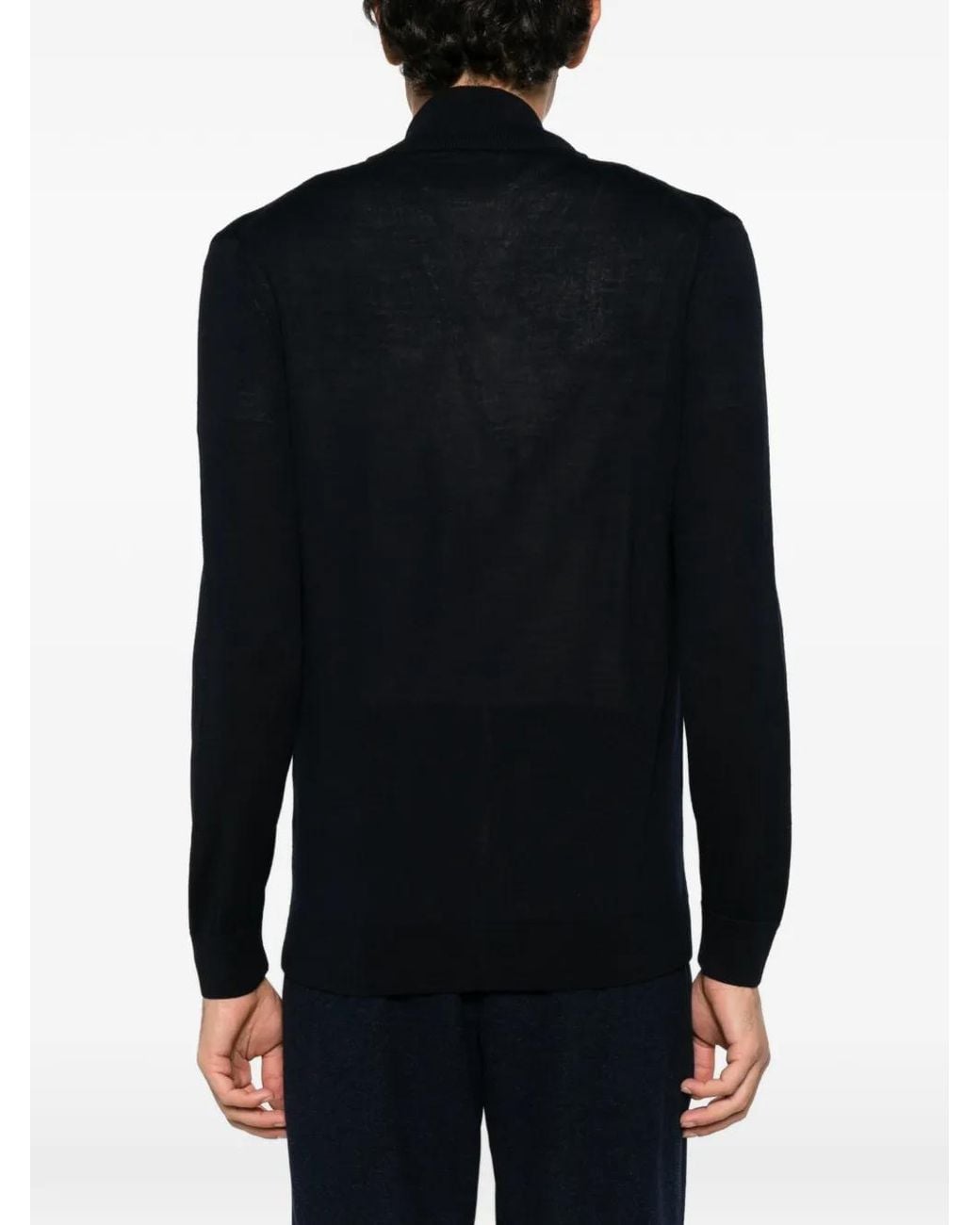 Alberto Gozzi Black Zip-Up Wool Cardigan for men
