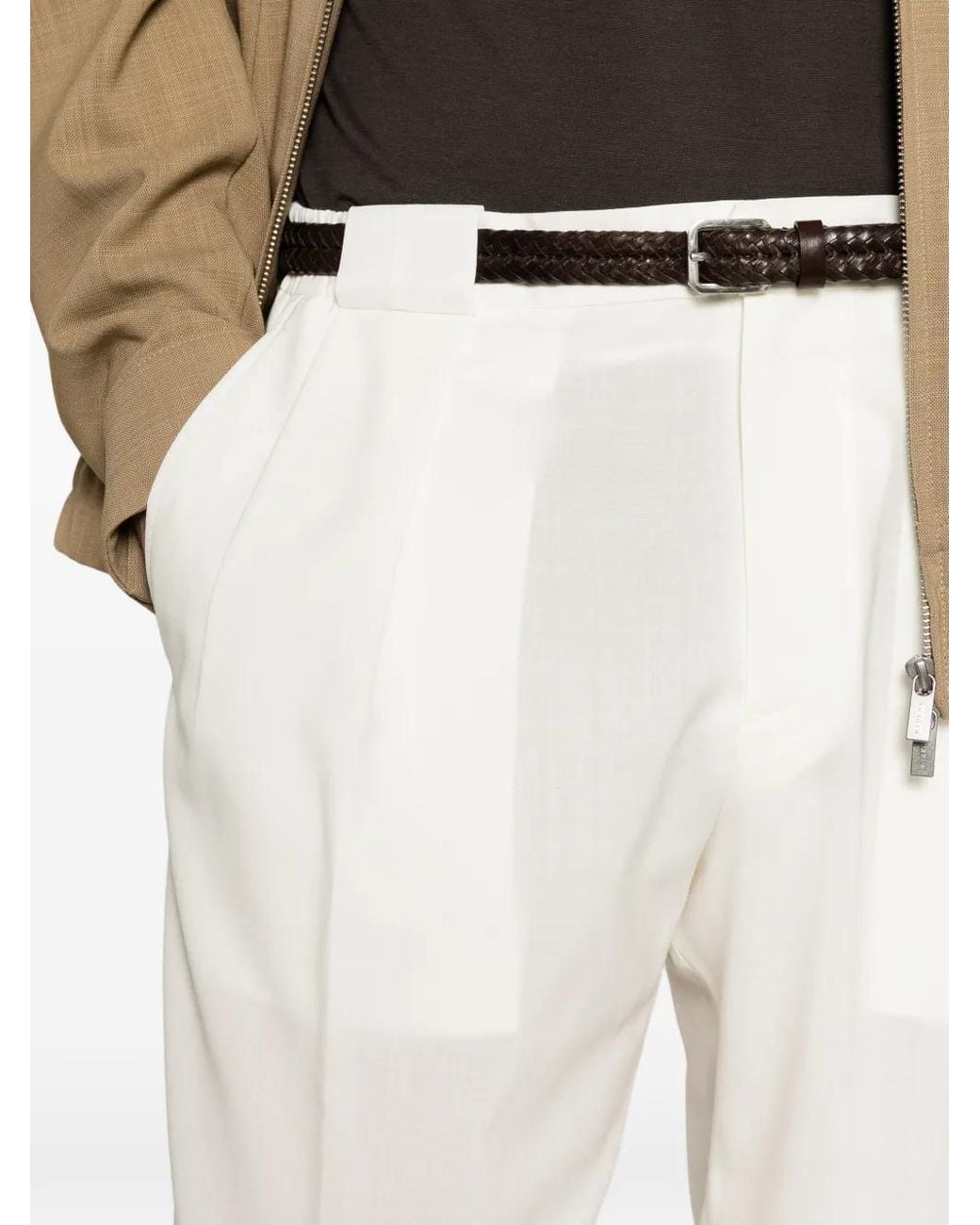 Briglia 1949 White Pantalon Plissé À Taille Élastiquée for men