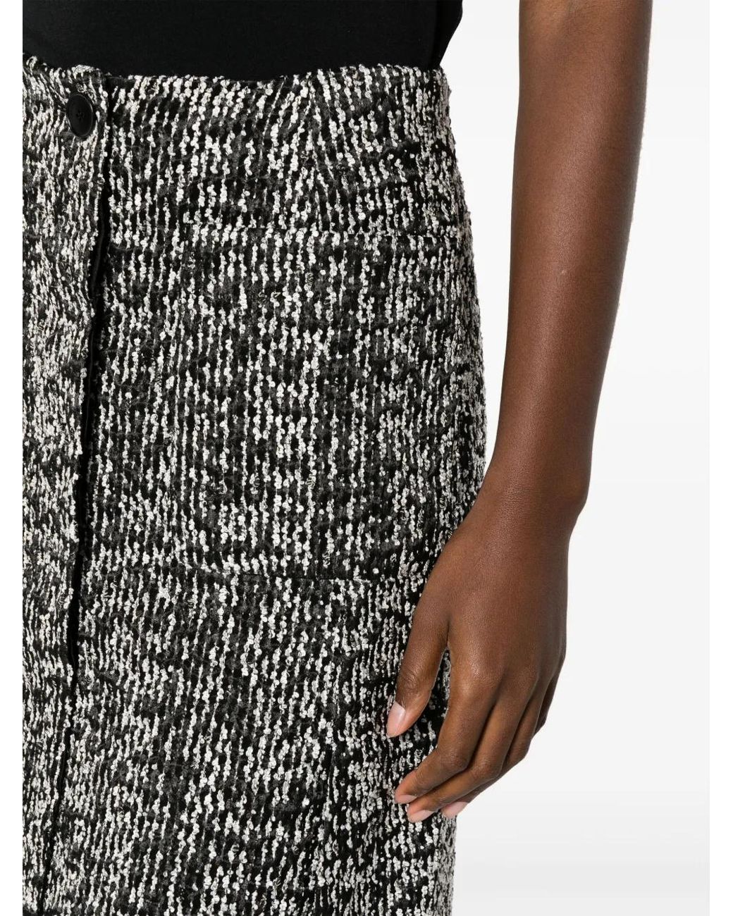 Lanvin Gray Textured-Finish Mid-Rise Skirt