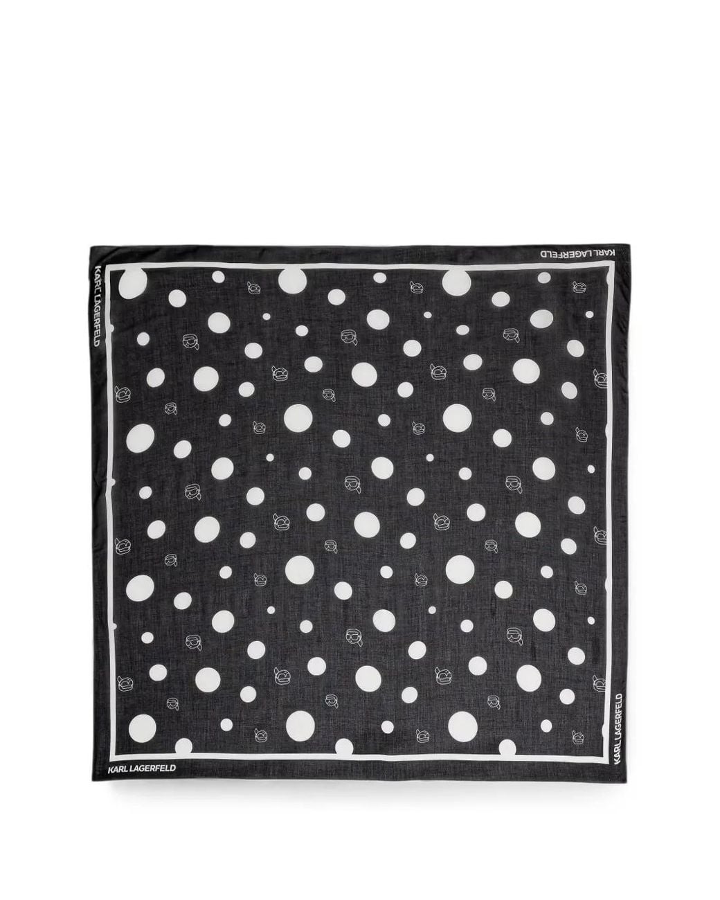 Karl Lagerfeld Black Polka-Dot Logo-Print Scarf