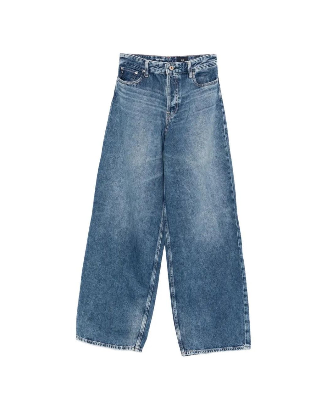 AG Jeans Blue Maxi Relax Raw-Hem Jeans