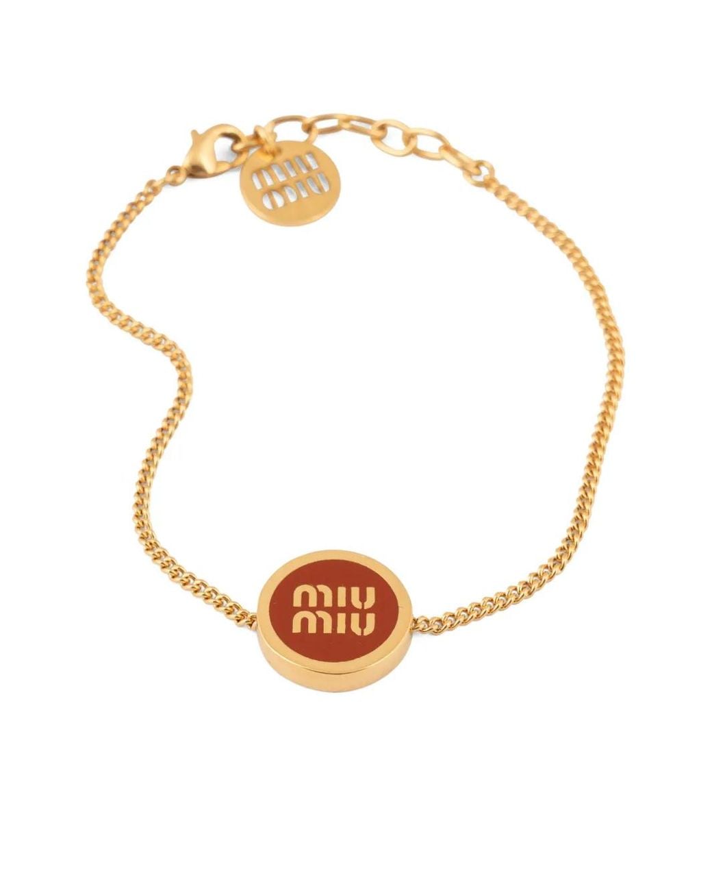 Bracciale Con Placca Logo di Miu Miu in White