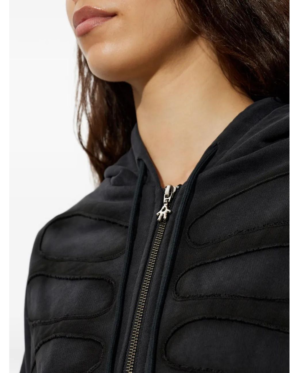 AVAVAV Black Hoodie Zippé Tim À Empiècements