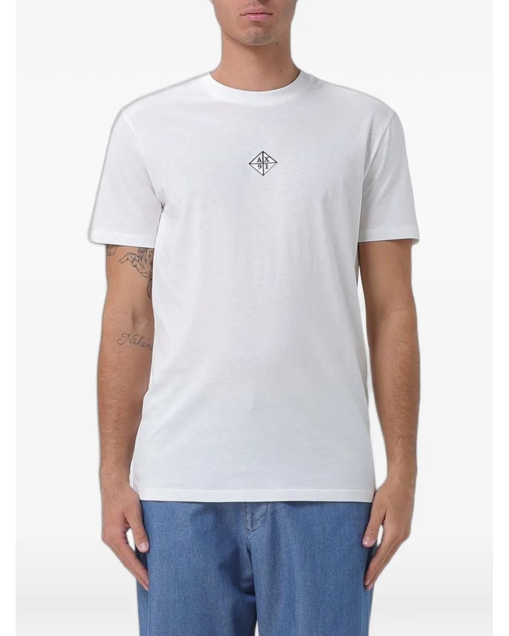 ARMANI EXCHANGE White Crew-Neck T-Shirt for men