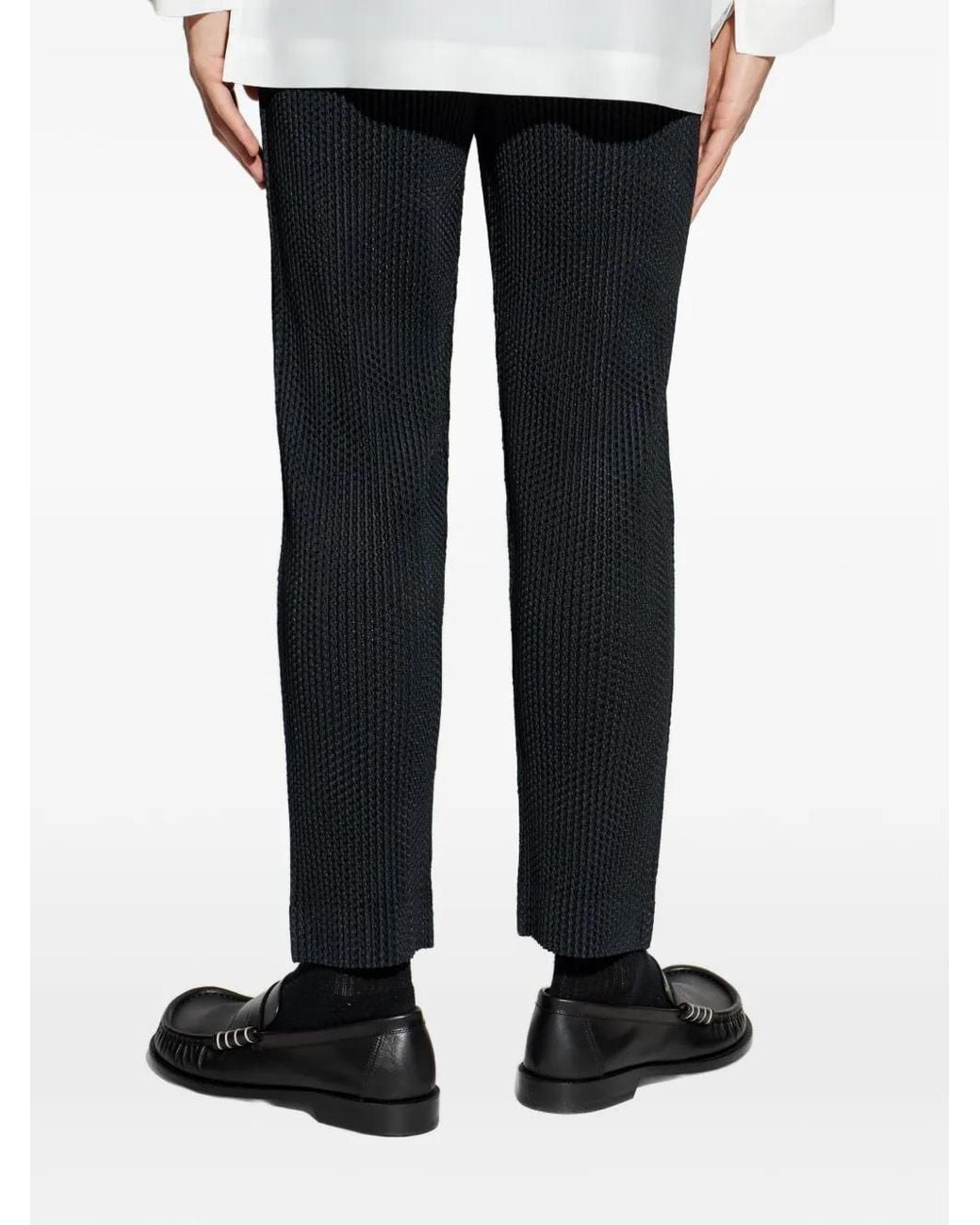 Homme Plissé Issey Miyake Blue Elasticated-Waist Pleated Trousers for men