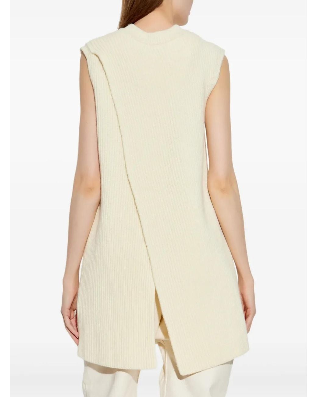 Jil Sander Natural Ribbed Sleeveless Sweater