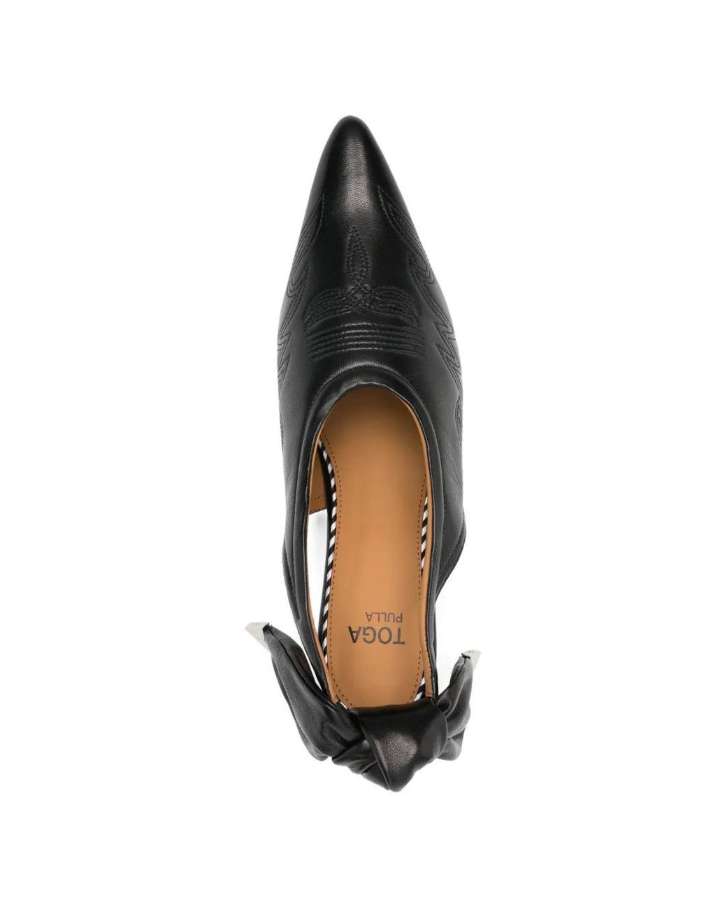 Toga Black Western-Style Embroidered Slingback Pumps