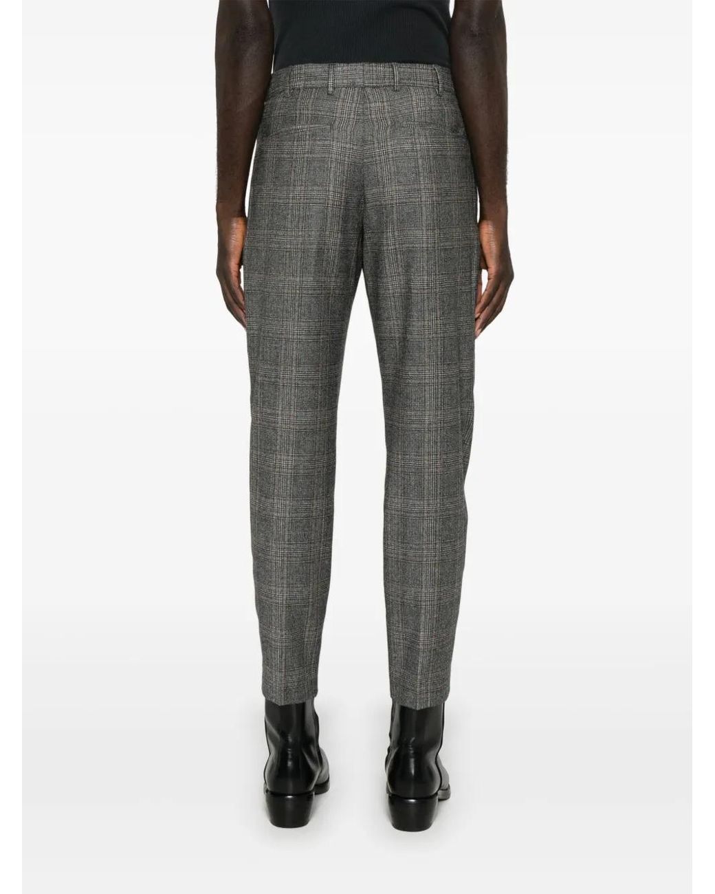 PT Torino Gray Checked Trousers for men