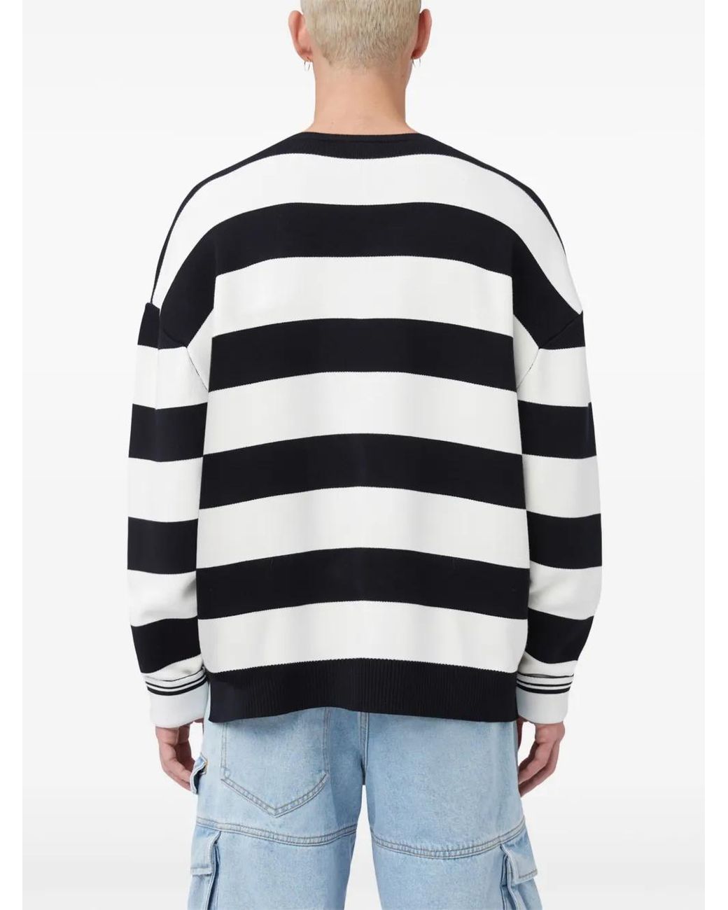 Gcds Black Striped Logo-Appliqué Sweatshirt for men
