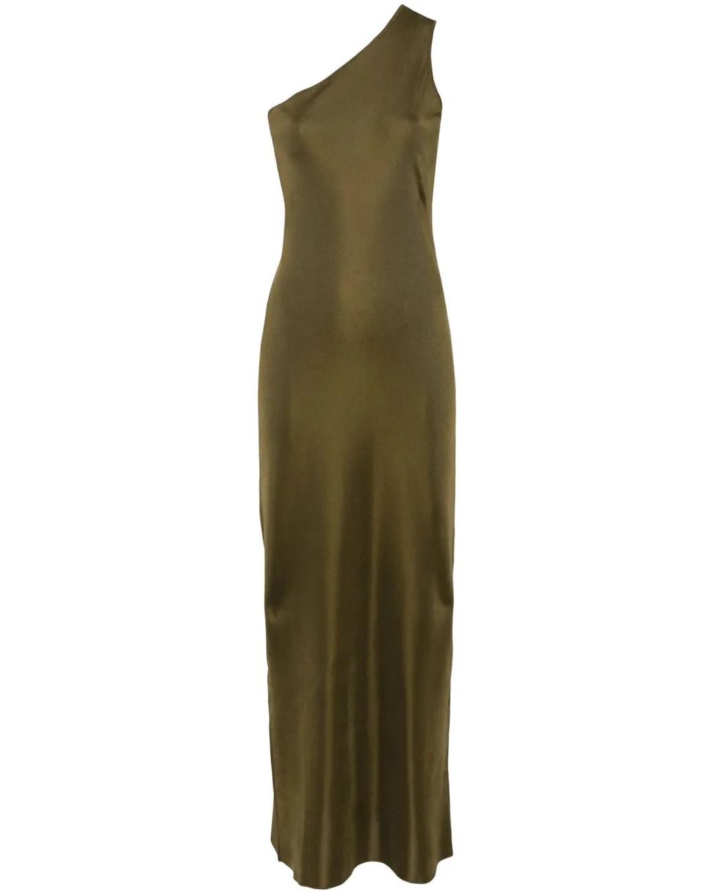 Saint Laurent Green One-Shoulder Maxi Dress