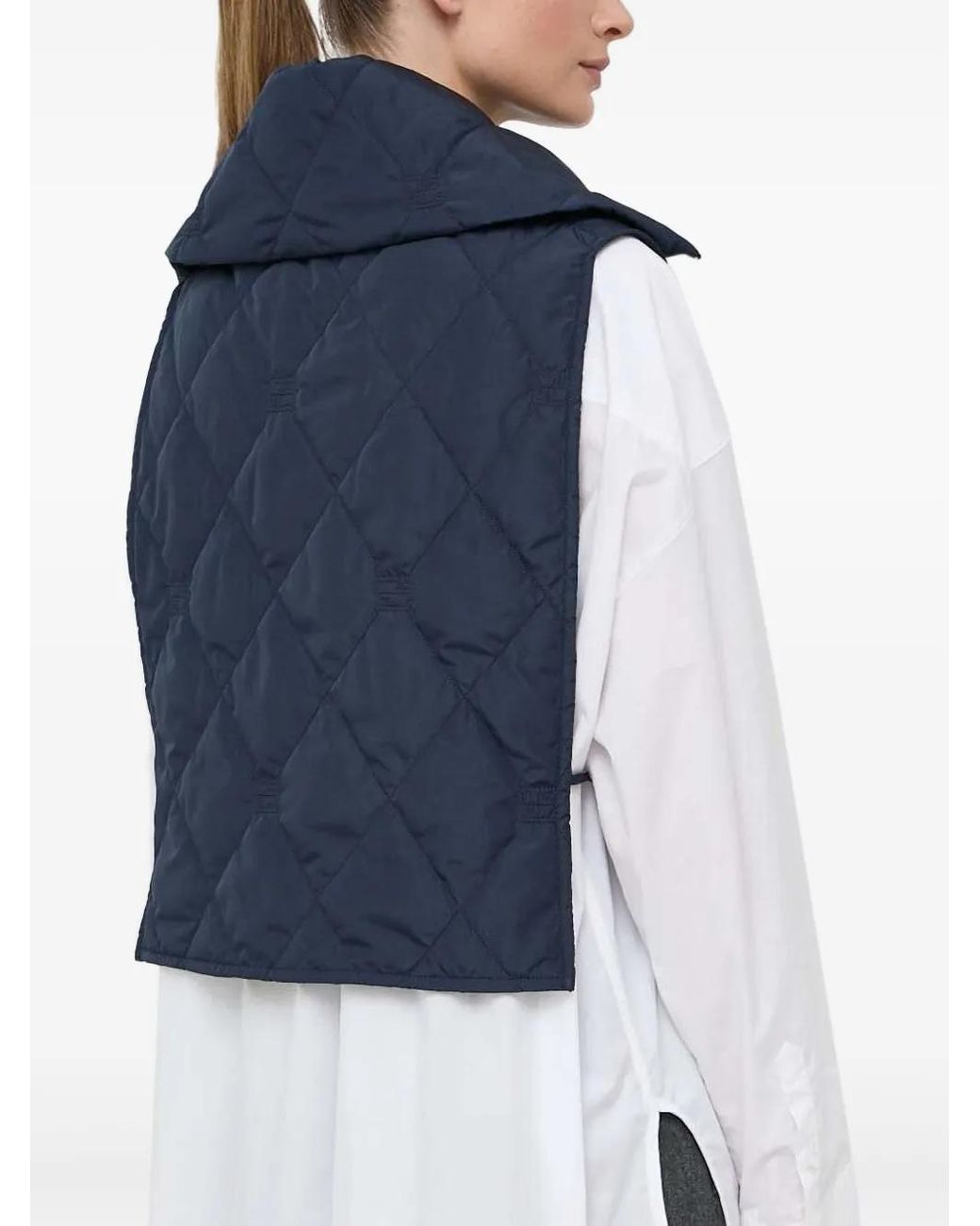 Beatrice B. Blue Quilted High-Neck Jacket