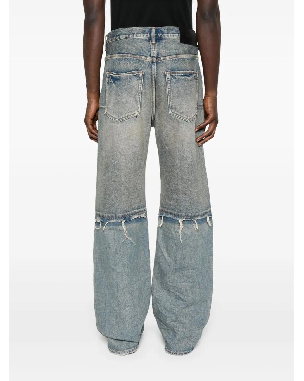 Purple Brand Blue Distressed Wide-Leg Jeans for men