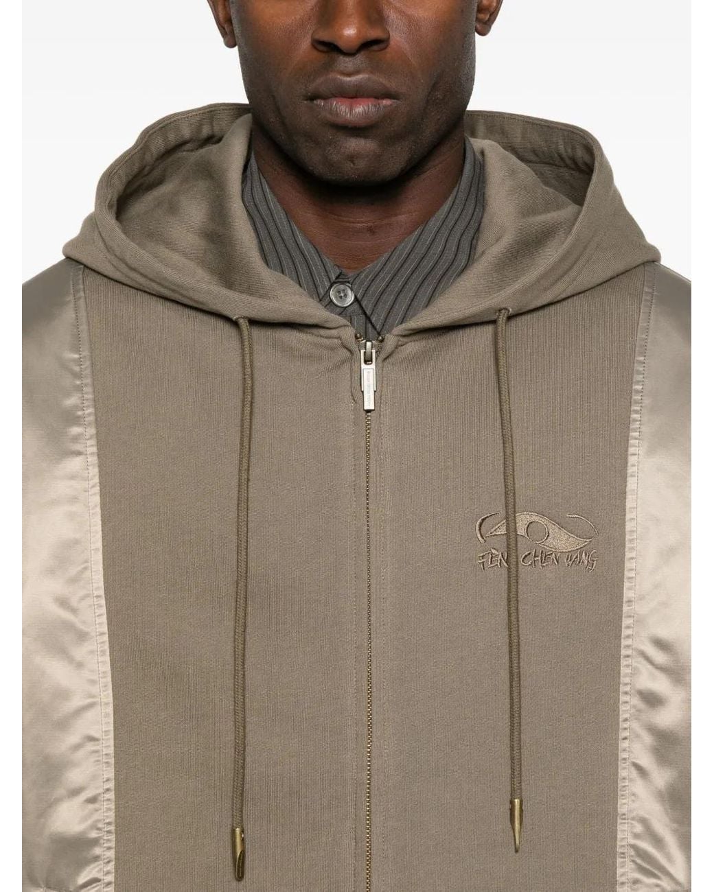 Chaqueta Con Capucha Y Panel Satinado Feng Chen Wang de color Natural